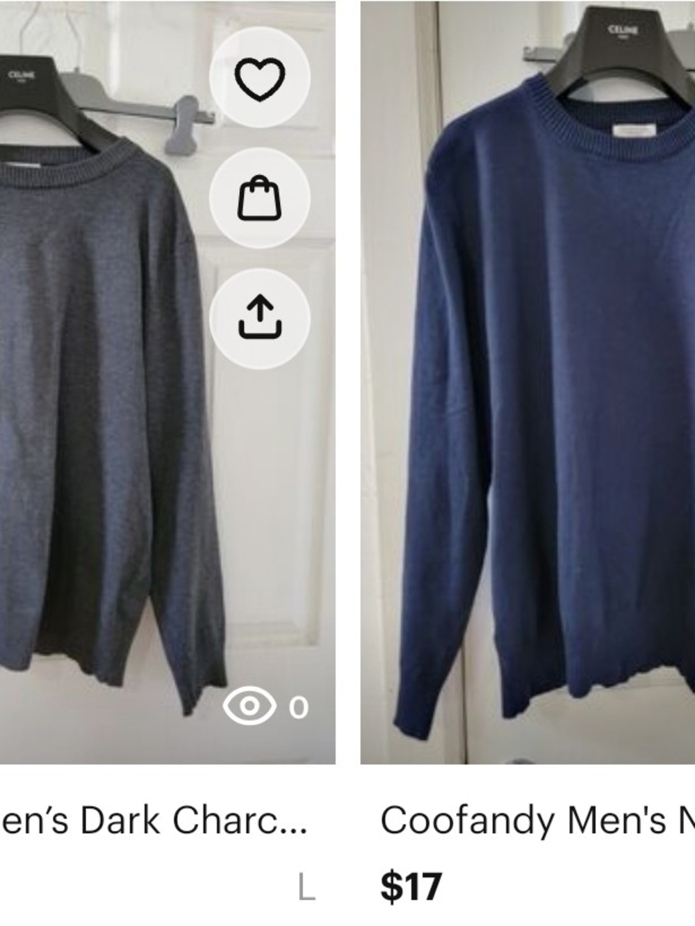 Coofandy Men's Navy and Dark Charcoal Crewneck Sweater